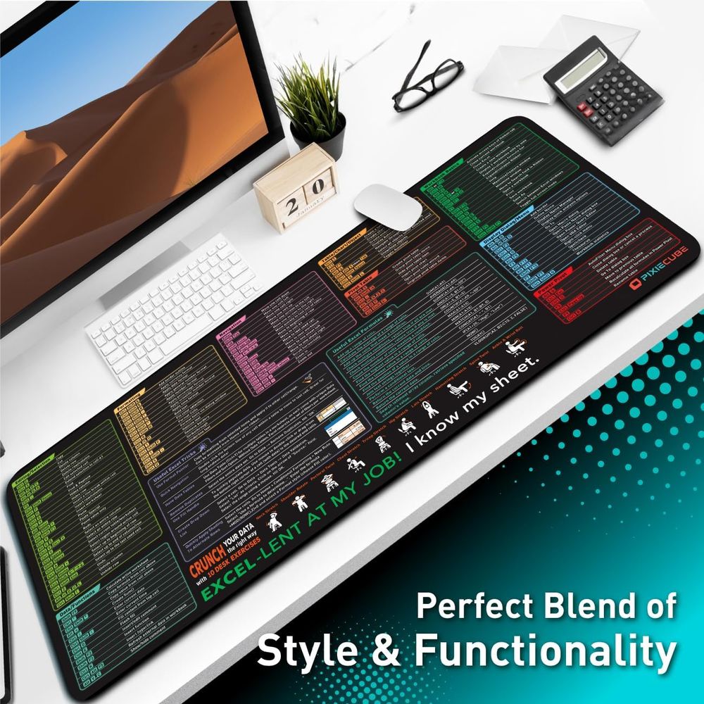 Excel Shortcut Keys Mouse Pad — Extended Large XXL — product photo