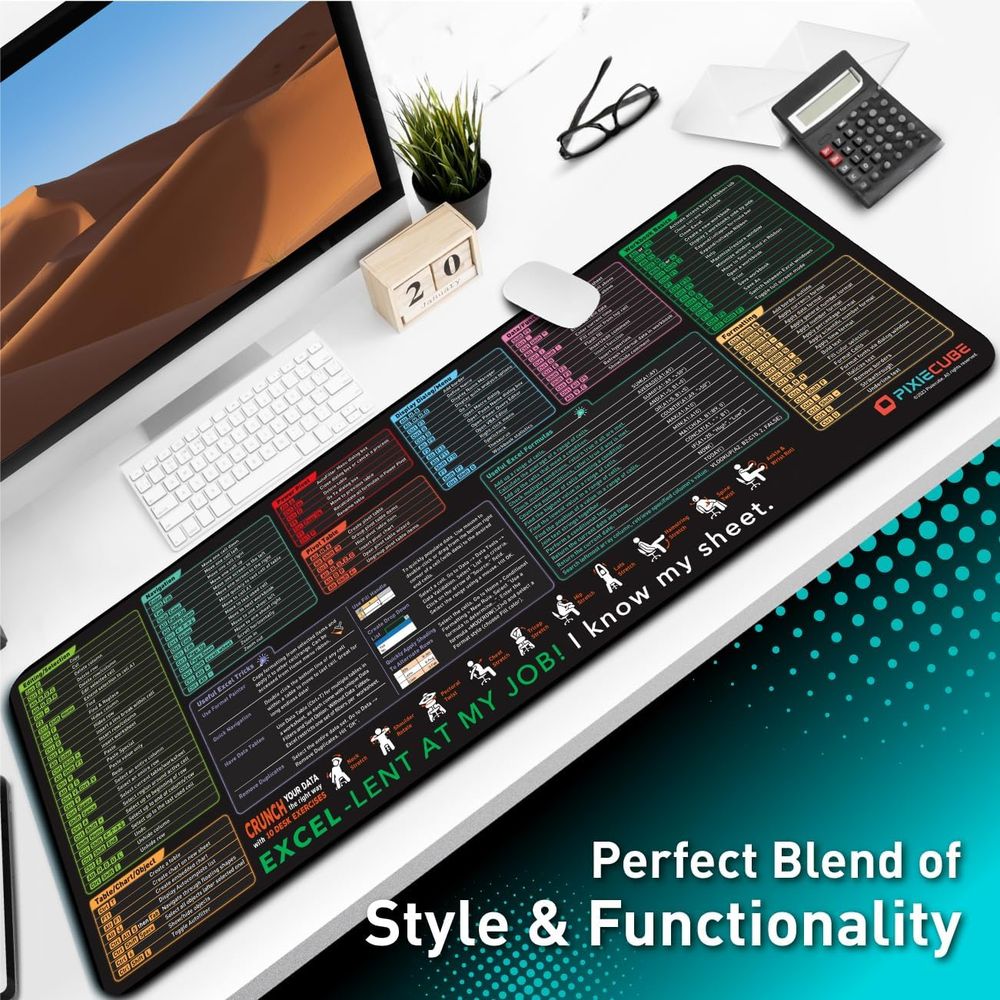 Excel Cheat Sheet Desk Pad — Extended Large XL — product photo